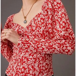 NWT Anthropologie floral puff blouse